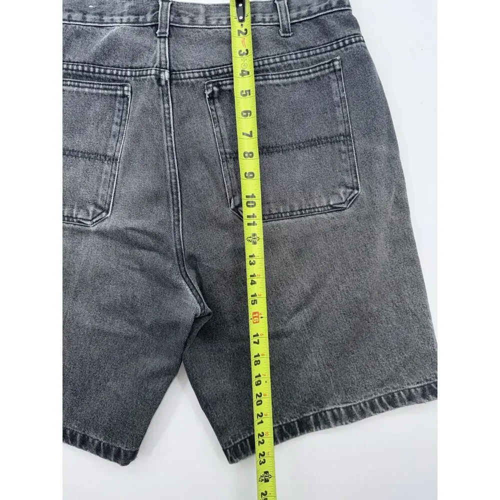 Faded Glory Men's Black Loose Denim Shorts Size 36 Y2K Vintage